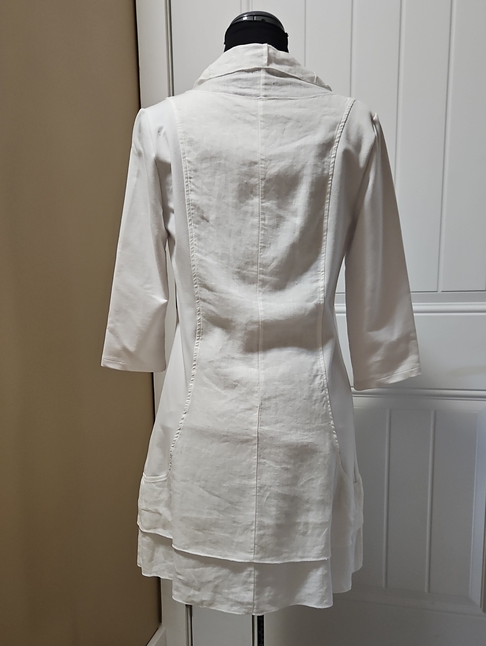 Yest White Linen/Cotton A-line Boho Chic Overshirt Blazer Size 4 - Picture 5 of 15